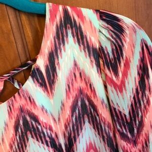 WANT AND NEED Lattice Back Colorful Shift Dress